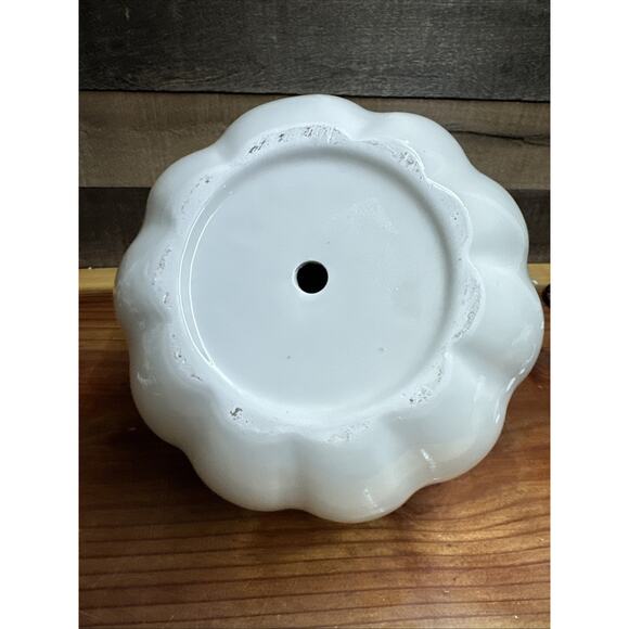 Martha Stewart Porcelain Ceramic Pumpkin HELLO FALL White with Gold Autumn Fall - Picture 5 of 5